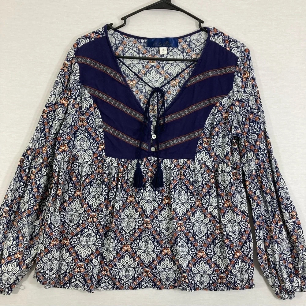 Blue Rain Boho Super Soft Floral Casual Blouse Medium‎